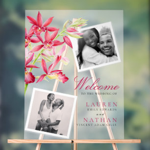 Red Phaiocalanthe jewel orchid watercolor wedding Acrylic Sign