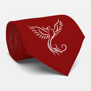 Red Phoenix Mystical Bird Rising Myth Tie