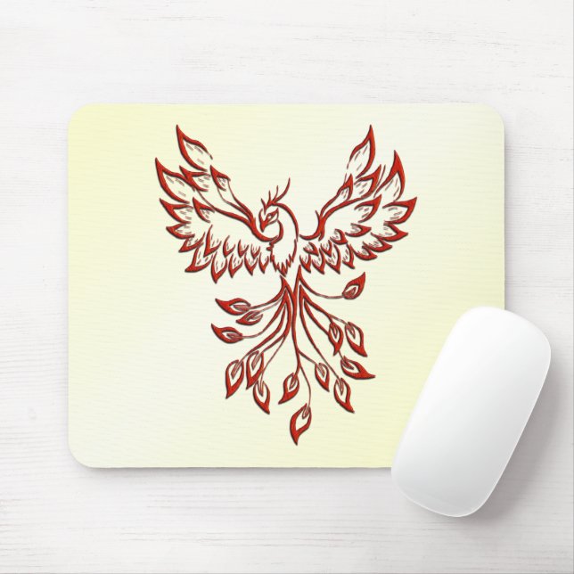 Red Phoenix Rises Mouse Mat (With Mouse)