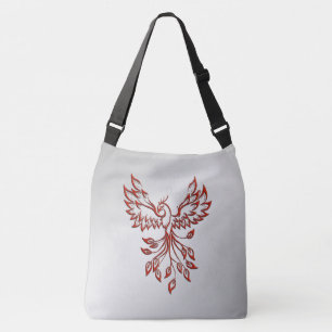 Red Phoenix Rises Silver Crossbody Bag