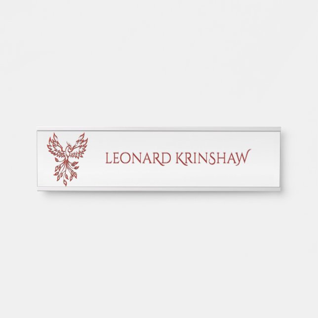 Red Phoenix Rises Silver Door Sign (Front)