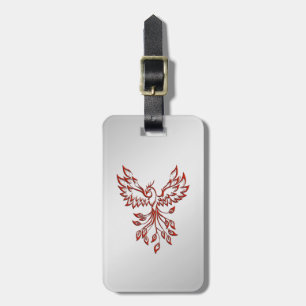 Red Phoenix Rises Silver Luggage Tag