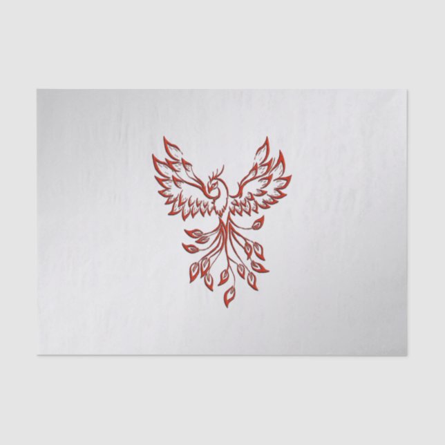 Red Phoenix Rises Silver Tissue Paper (Front)