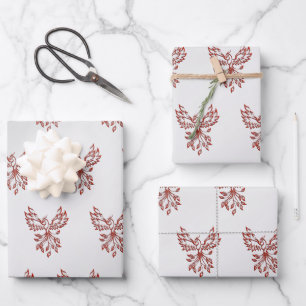 Red Phoenix Rises Silver Wrapping Paper Sheet