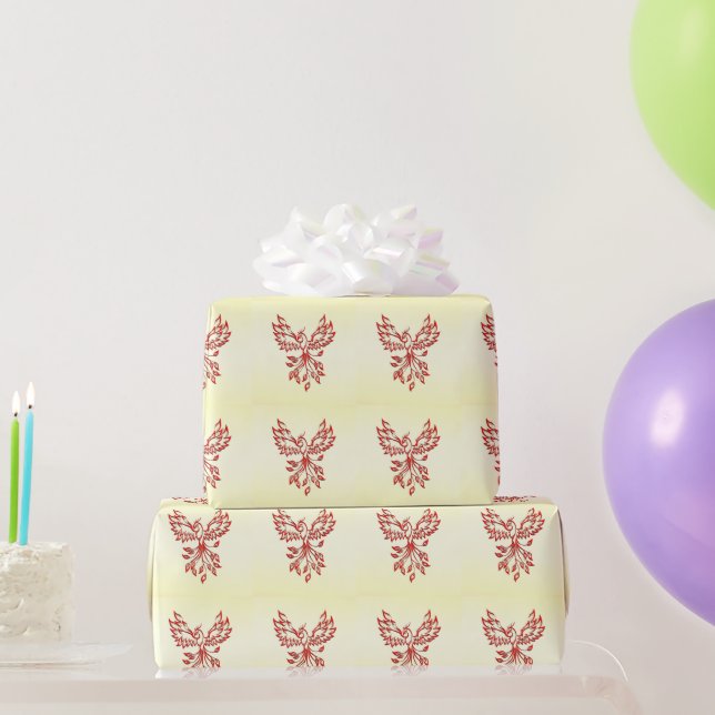 Red Phoenix Rises Wrapping Paper (Party Gifts)