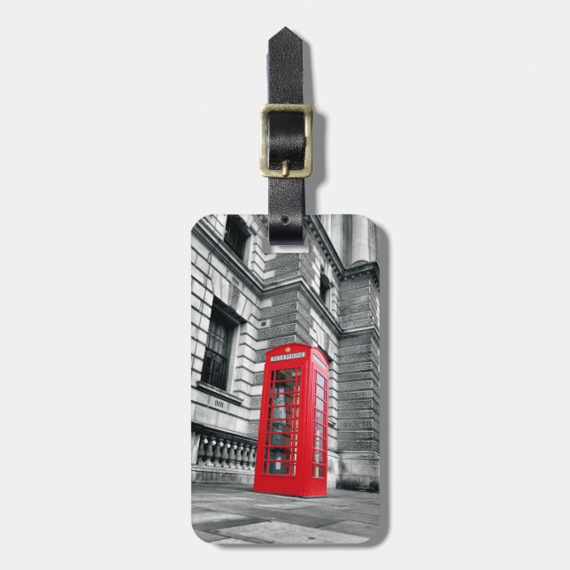 Red Phone Booth in London Luggage Tag (Front Vertical)