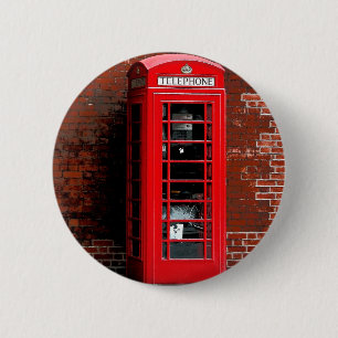 Red Phone Box London England UK 6 Cm Round Badge
