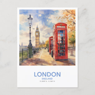 Red Phone Boxes - Save the Date in England Postcard