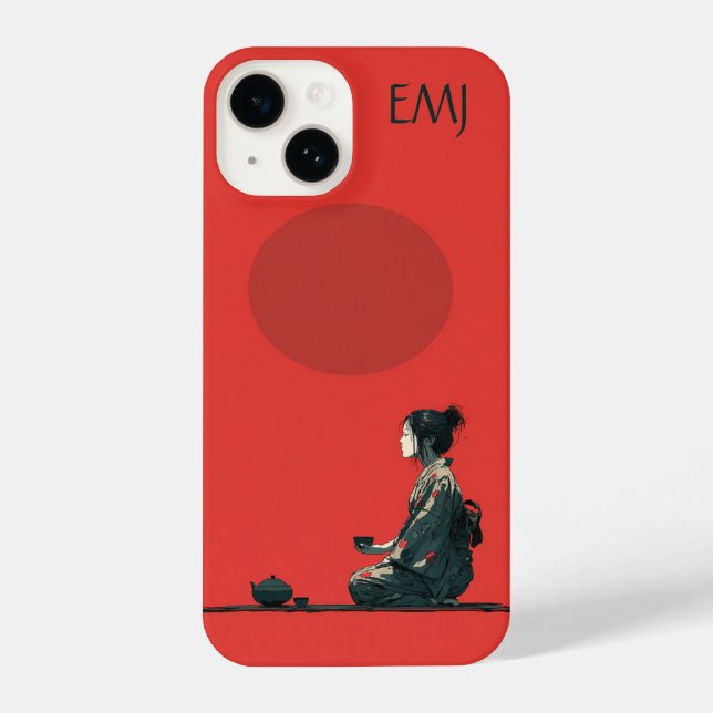 Red Phone Case with Anime Girl | Customisable (Back)