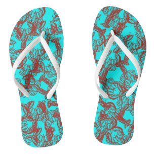 Red Phosphorescent Lobsters Flip Flops