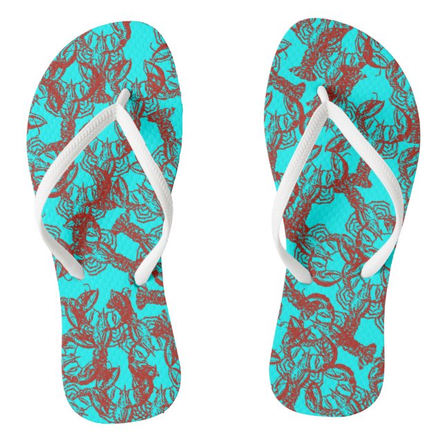 Red Phosphorescent Lobsters Flip Flops (Footbed)
