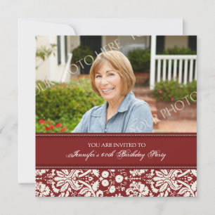 Red Photo 60th Birthday Party Invitations