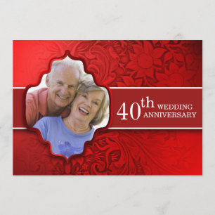 red photo anniversary invitations
