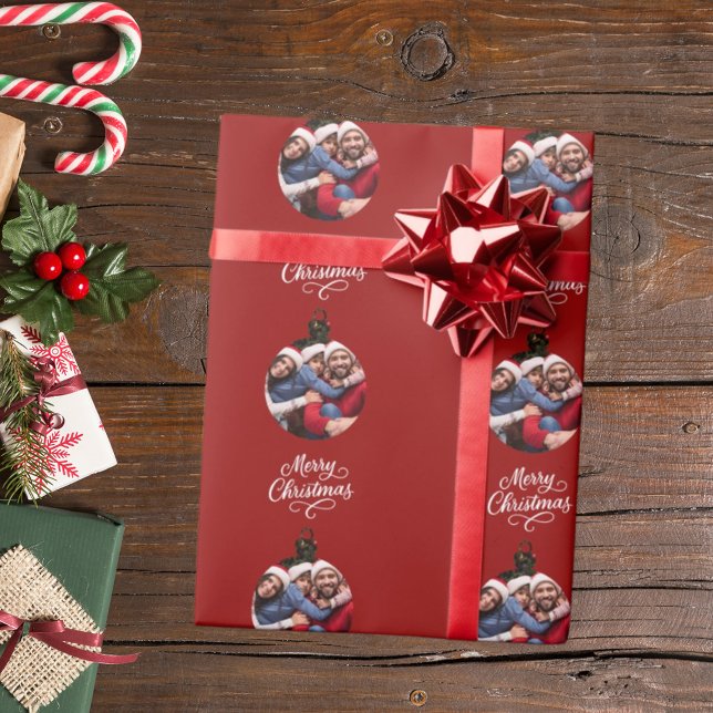 Red photo fun script Christmas Wrapping Paper (Creator Uploaded)