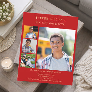 Red photo Graduation Party invitation