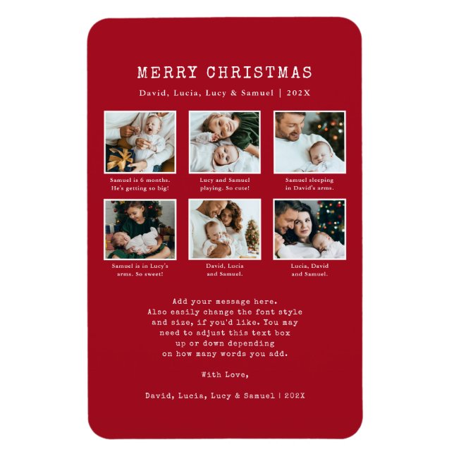 Red Photo Holiday  Magnet (Vertical)