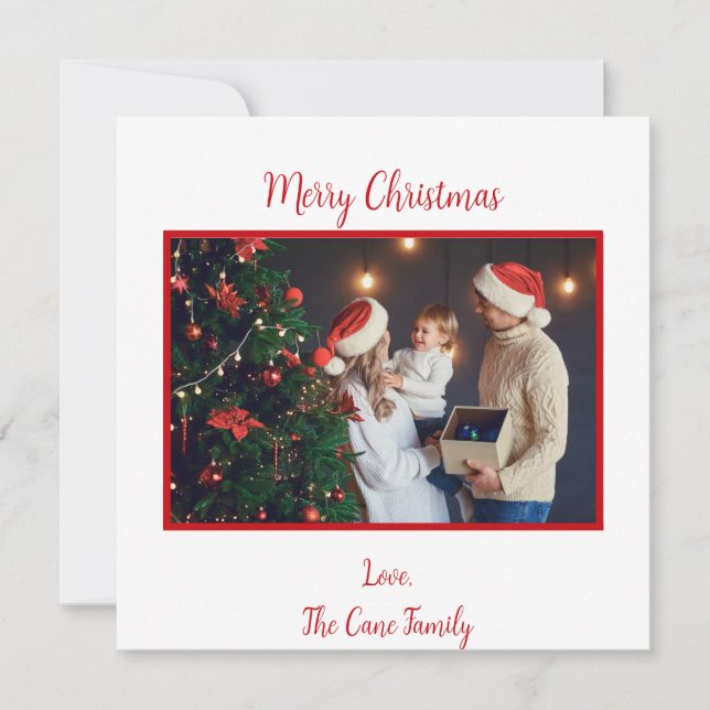 Red Photo Merry Christmas Christmas card  (Front)