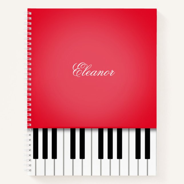 Red Piano Music Keyboard Custom Notebook (Front)
