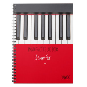 Red Piano Practice Log Book