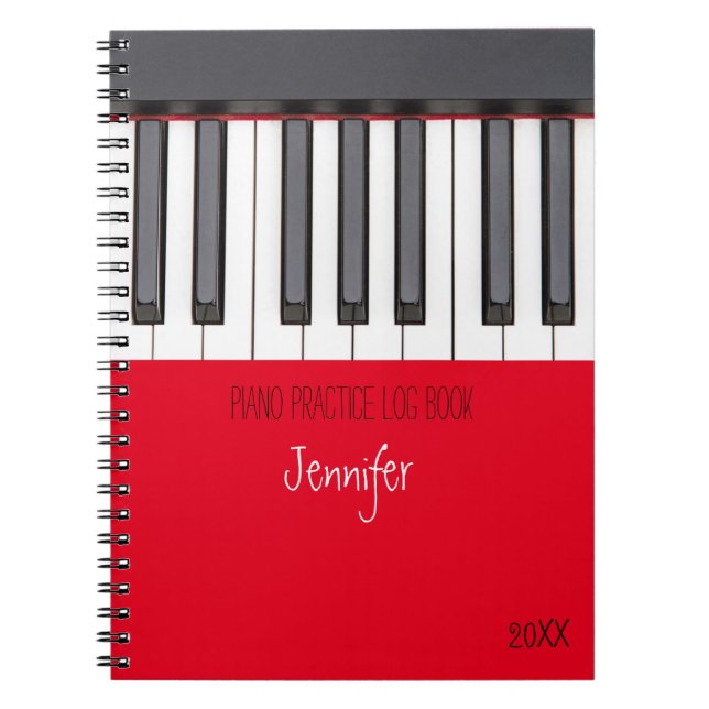 Red Piano Practice Log Book (Front)