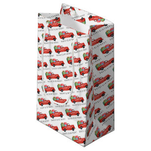 Red Pick Up Truck With Presents Gift Bag