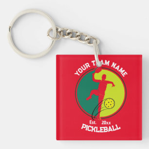 Red Pickleball Club Team Player Pickler Custom Key Ring