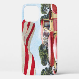 Red Pickup Truck: American Flag Vintage iPhone 12 Case