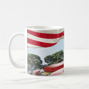 Red Pickup Truck: American Flag Vintage Coffee Mug