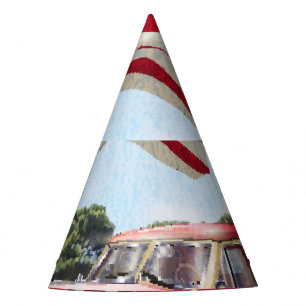 Red Pickup Truck: American Flag Vintage Party Hat