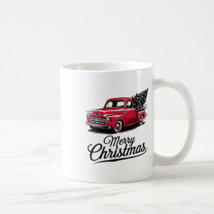 Red Pickup Truck Christmas Tree Vintage Christmas Coffee Mug