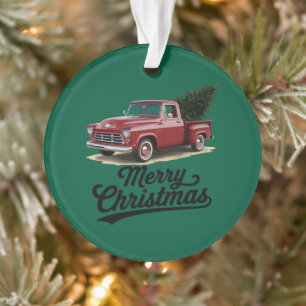Red Pickup Truck Christmas Tree Vintage Xmas Ornament