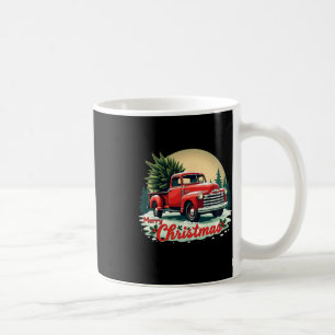 Red Pickup Truck Merry Christmas Tree Winter Holid Coffee Mug