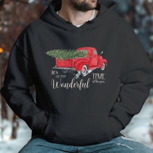 Red Pickup Truck Tartan Cute Christmas Tree Hoodie