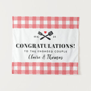 Red Picnic Plaid Cloth I Do BBQ Congratulations Tapestry