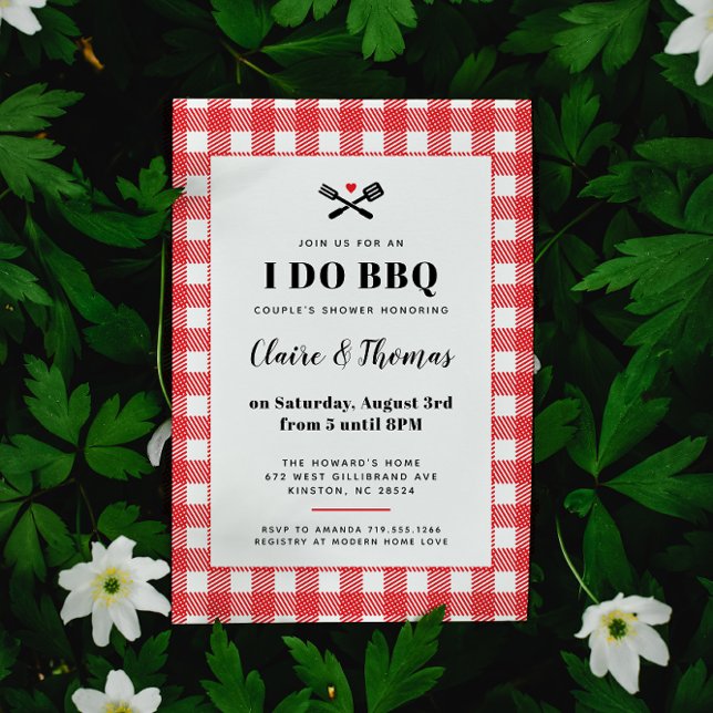 Red Picnic Plaid Cloth I Do BBQ Invitation (Creator Uploaded)