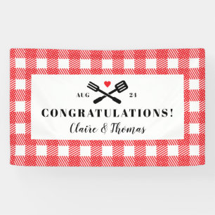 Red Picnic Plaid Cloth I Do BBQ Welcome Banner