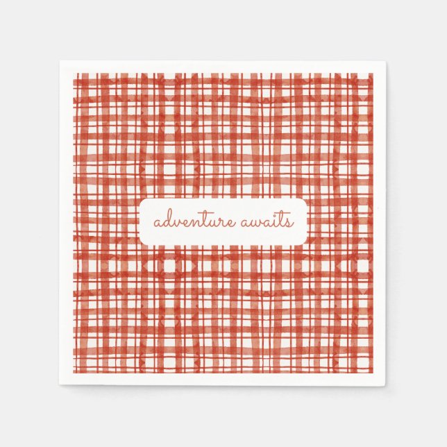 Red Picnic Plaid Fall Gender Neutral Baby Shower Napkin (Front)