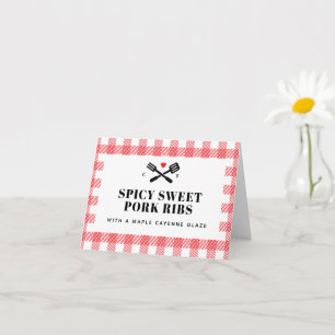 Red Picnic Plaid I Do BBQ Description Card