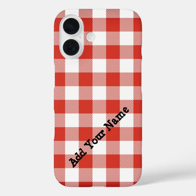 Red Picnic Plaid with Custom Name Case-Mate iPhone Case (Back)