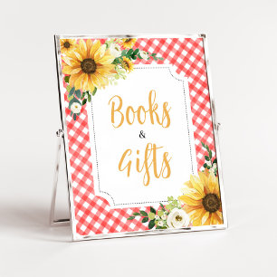 Red Picnic Sunflower Baby Shower Books and Gifts Poster