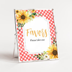 Red Picnic Sunflower Baby Shower Favours Poster
