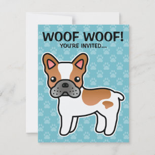 Red Piebald Cartoon French Bulldog Invitation