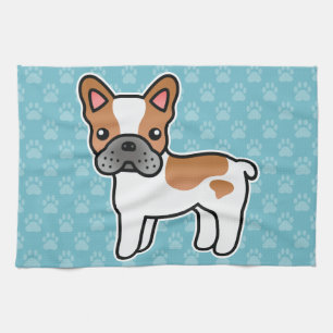 Red Piebald French Bulldog Cartoon Dog Tea Towel