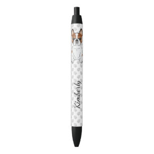 Red Piebald French Bulldog Cute Cartoon Dog & Name Black Ink Pen