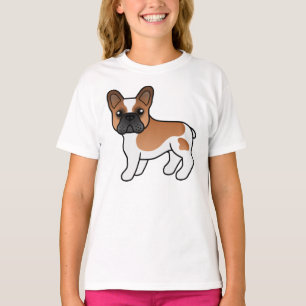 Red Piebald French Bulldog Cute Cartoon Dog T-Shirt