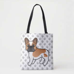 Red Piebald French Bulldog Cute Cartoon Dog Tote Bag