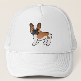 Red Piebald French Bulldog Cute Cartoon Dog Trucker Hat