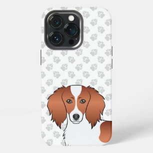 Red Piebald Long Hair Dachshund Cartoon Dog Head iPhone 13 Pro Case