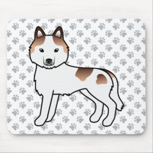 Red Piebald Siberian Husky Cute Cartoon Dog Mouse Mat