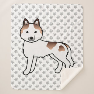 Red Piebald Siberian Husky Cute Cartoon Dog Sherpa Blanket